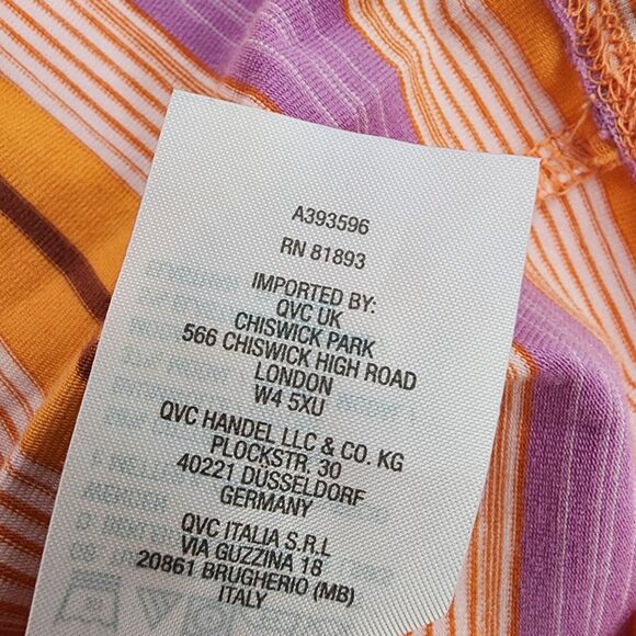 Isaac Mizrahi Live! Womens Top Medium Striped Orange 3/4 Sleeve Printed Knit - Picture 8 of 8